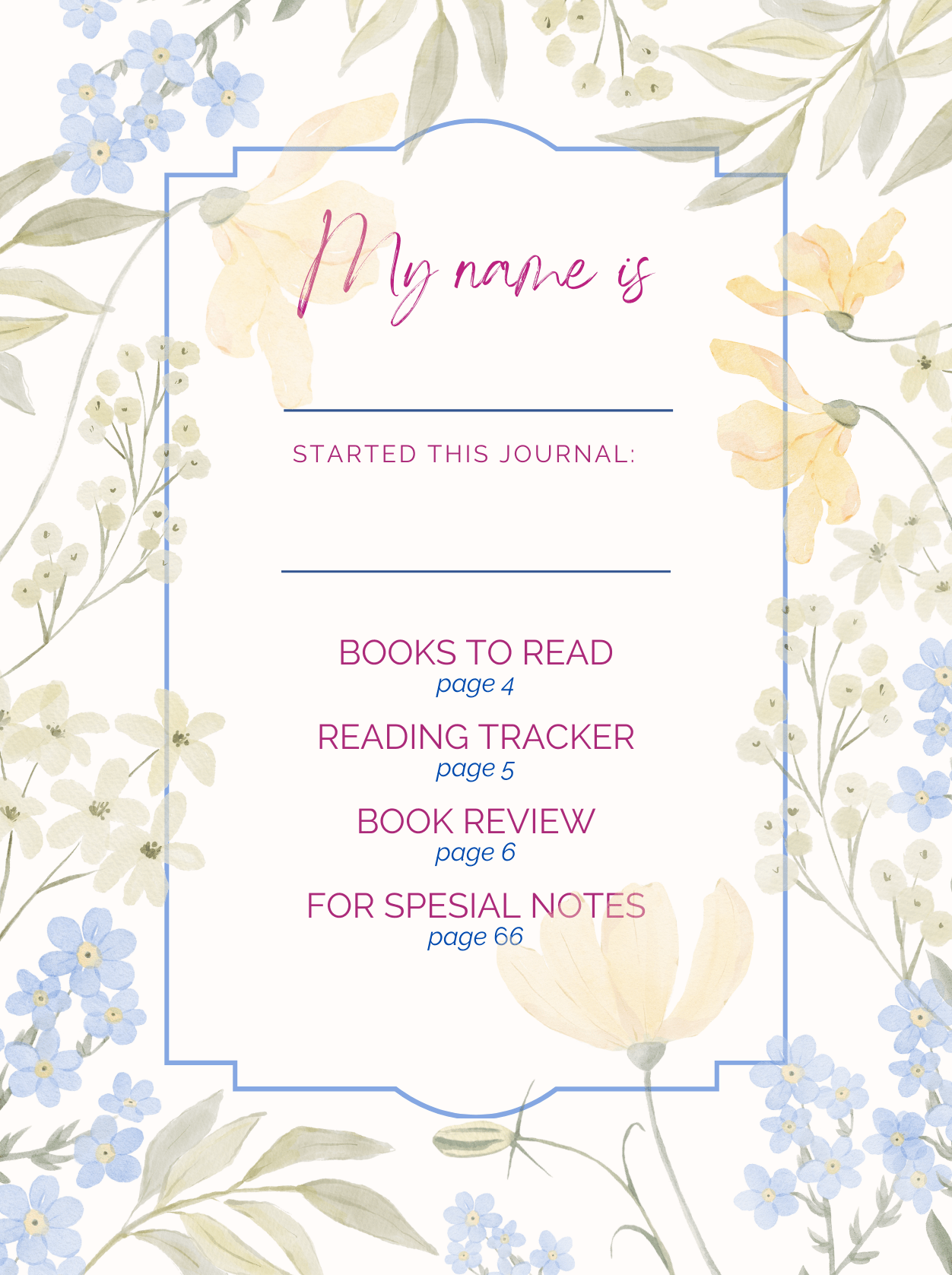 Reading journal (PDF download) - Anna's Bearnest - Reading journal - Anna's Bearnest