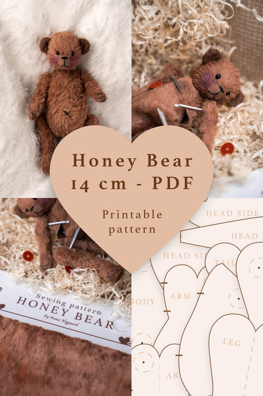 Honey Teddy Bear, PDF pattern (14 cm) - Instant download - Anna's Bearnest - Pattern - Anna's Bearnest